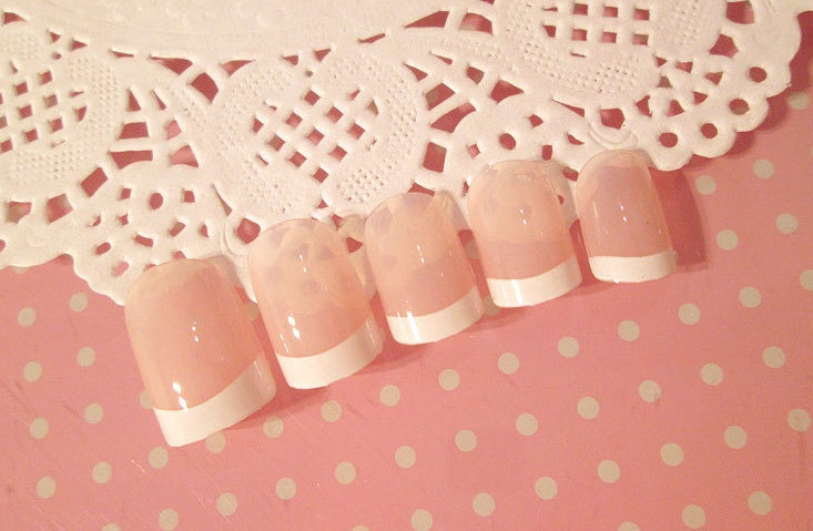 Nail art finished French long fake nail patch-2