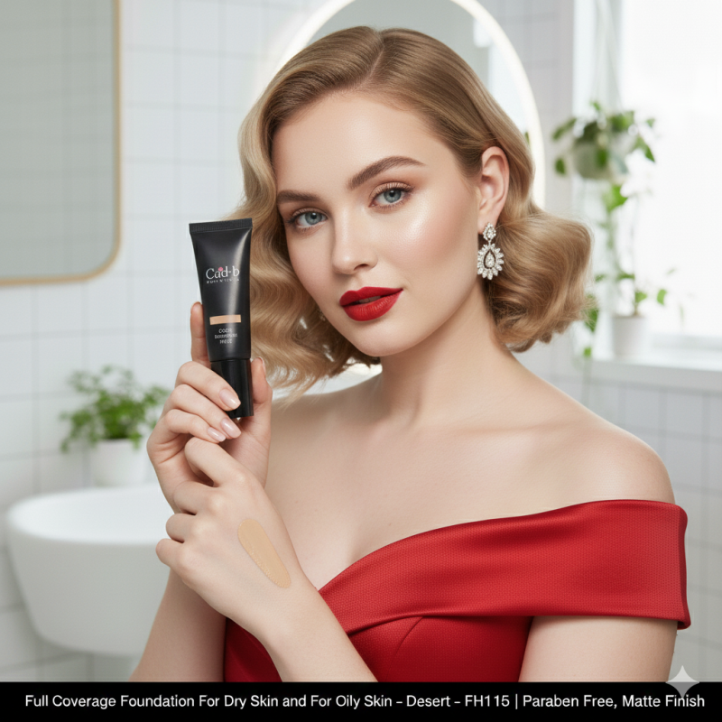 Full Coverage Foundation For Dry Skin and For Oily Skin – Desert – FH115 | Paraben Free, Matte Finish
