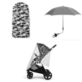 Grey Camouflage Footmuff, Parasol and Universal Rain cover Pushchair Bundle-0